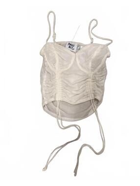 Princess Polly White Ruched Mesh Crop Top with Adjustable Straps